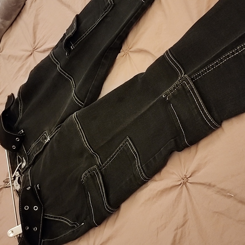 Rue21 Black Flare Women's Cargo Jeans - Picture 7 of 8